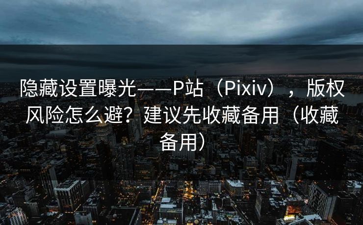 隐藏设置曝光——P站（Pixiv），版权风险怎么避？建议先收藏备用（收藏备用）