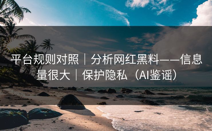 平台规则对照｜分析网红黑料——信息量很大｜保护隐私（AI鉴谣）