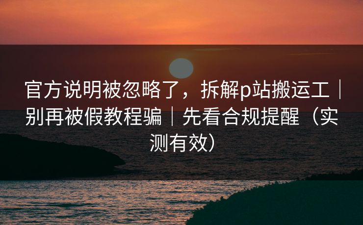 官方说明被忽略了,拆解p站搬运工|别再被假教程骗|先看合规提醒(实测有效) 官方说明被忽略了,拆解p站搬运工|别再被假教程骗|先看合规提醒(实测有效)