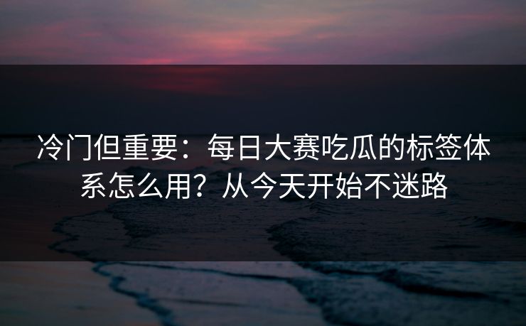 冷门但重要：每日大赛吃瓜的标签体系怎么用？从今天开始不迷路