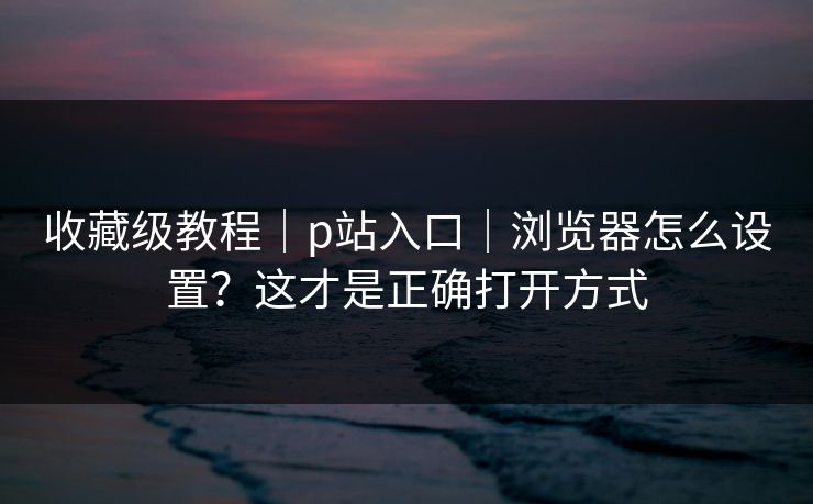 收藏级教程｜p站入口｜浏览器怎么设置？这才是正确打开方式