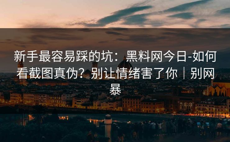 新手最容易踩的坑：黑料网今日-如何看截图真伪？别让情绪害了你｜别网暴