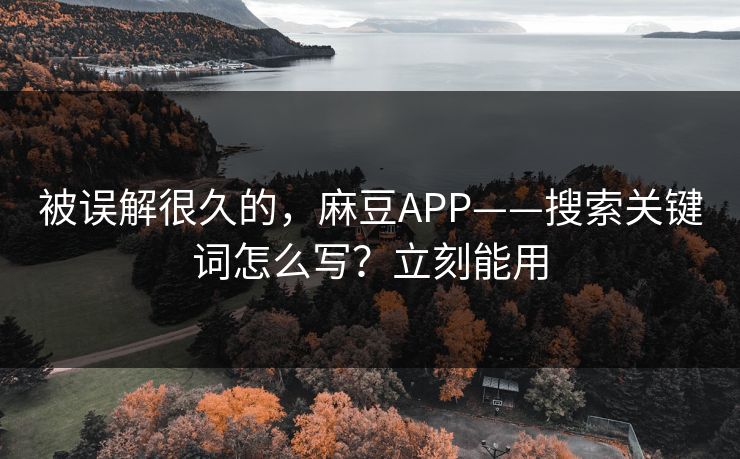 被误解很久的，麻豆APP——搜索关键词怎么写？立刻能用