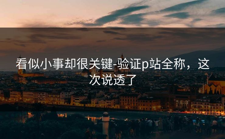 看似小事却很关键-验证p站全称，这次说透了